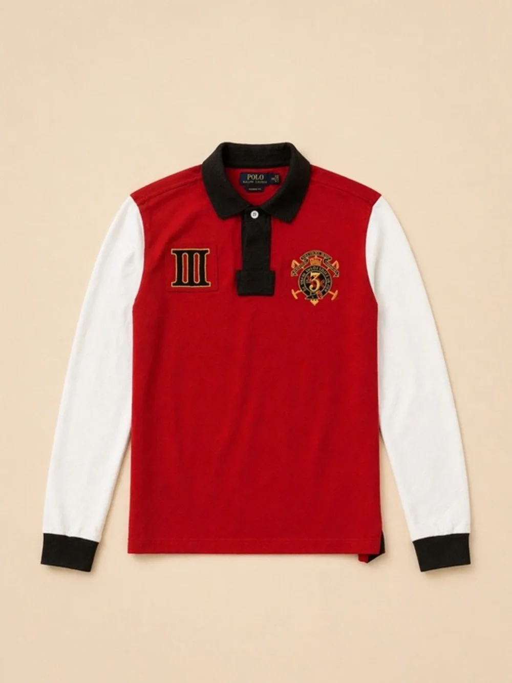 Polo by Ralph Lauren Red & White Long-Sleeve Rugby Polo
